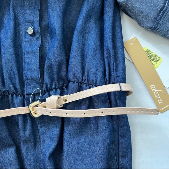 Takara Demin Collar Cutoff Shoulder Belted Romper | Small - Picture 3 of 4